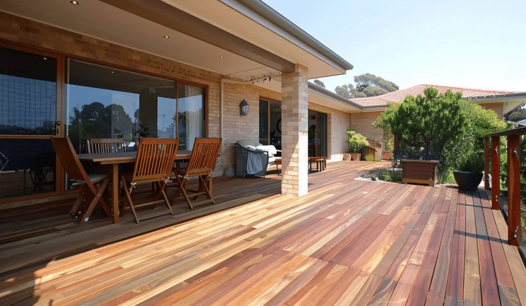 Backyard with timber deck in Werribee